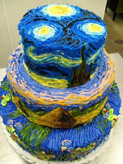 торт в стиле живописи Ван Гога
